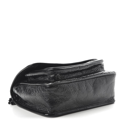 Saint Laurent Crinkled Calfskin Matelasse Monogram Baby Niki Chain Satchel Black 3 of 9