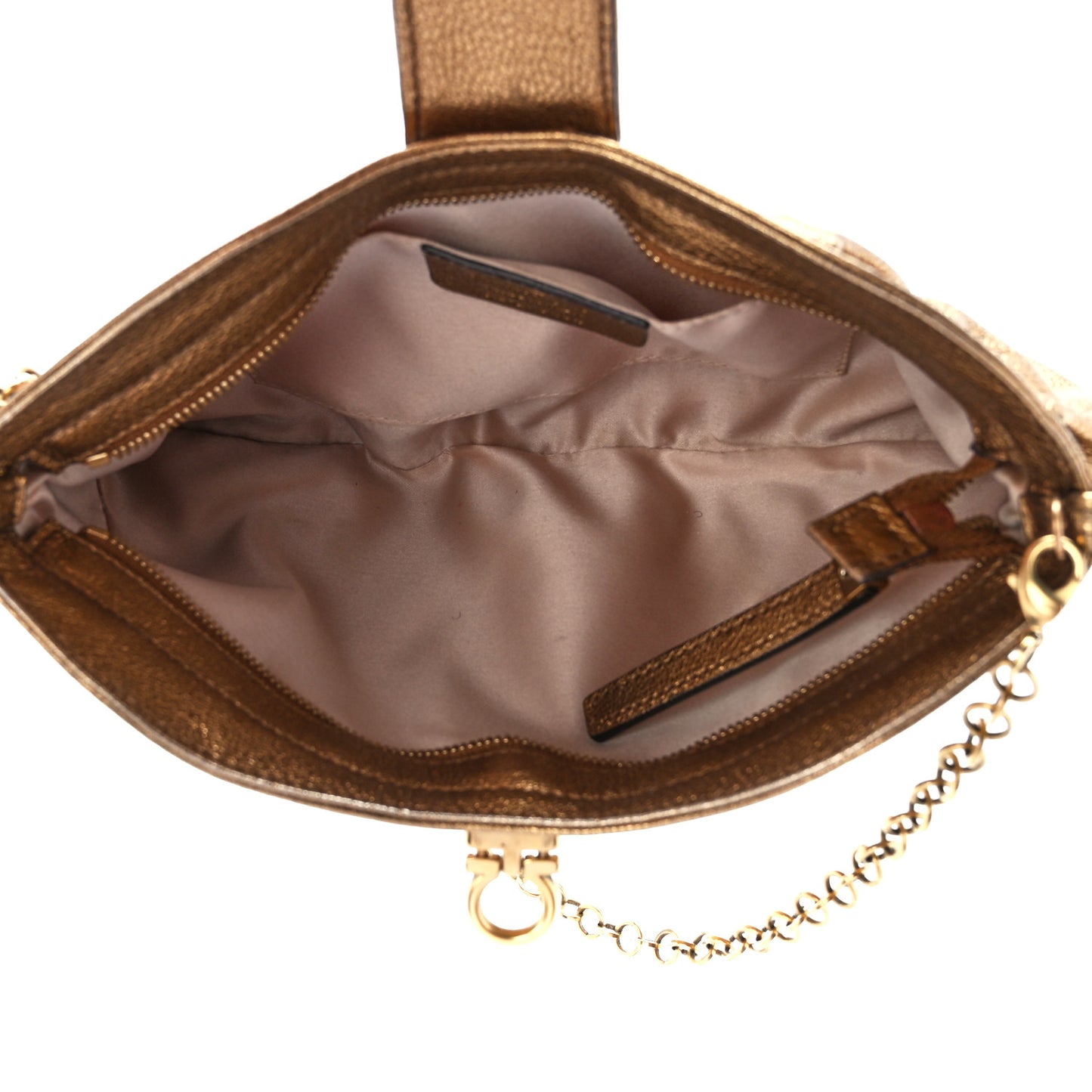 Calfskin Chain Clutch Gold