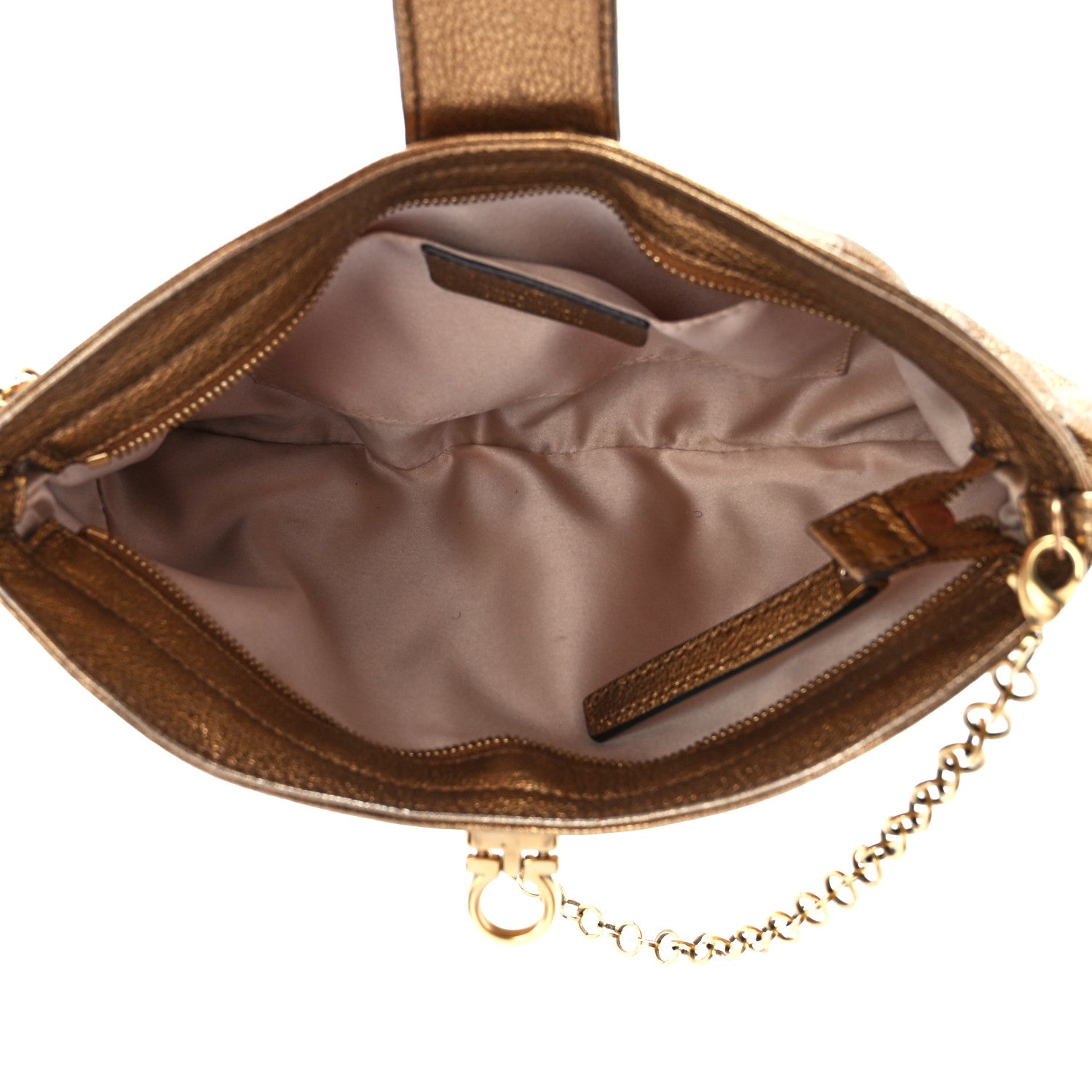 Salvatore Ferragamo Calfskin Chain Clutch Gold 5 of 11