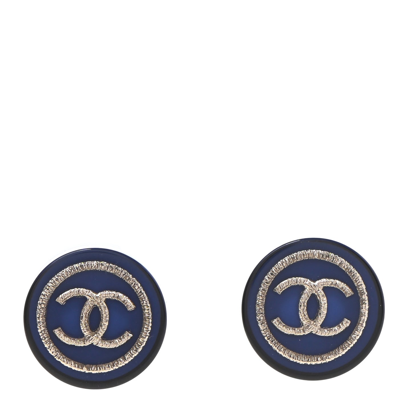 Resin CC Round Earrings Blue