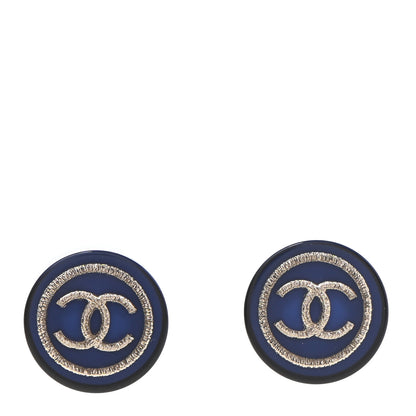 Chanel Resin CC Round Earrings Blue 1 of 4