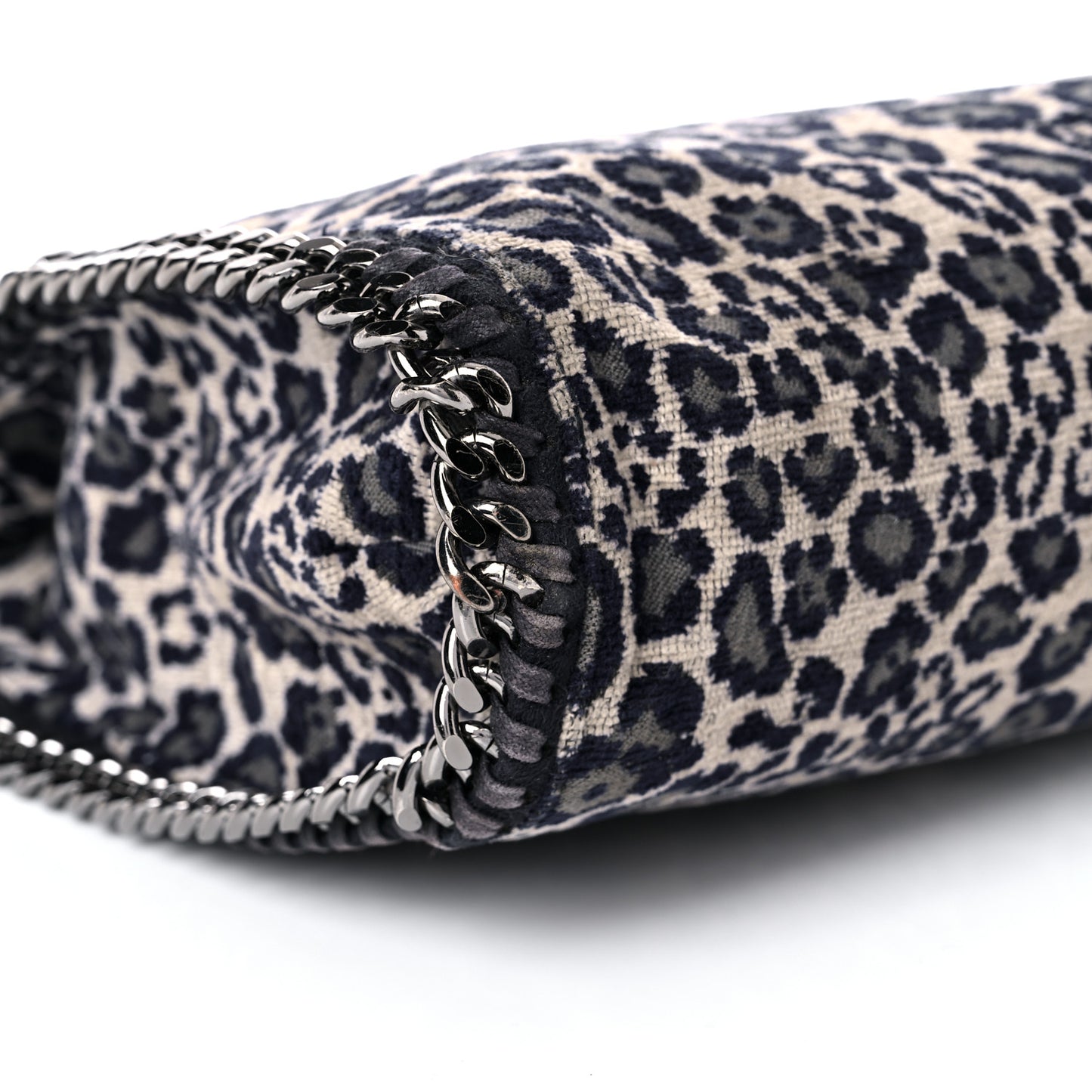 Cotton Canvas Leopard Small Falabella Fold Over Tote Grey