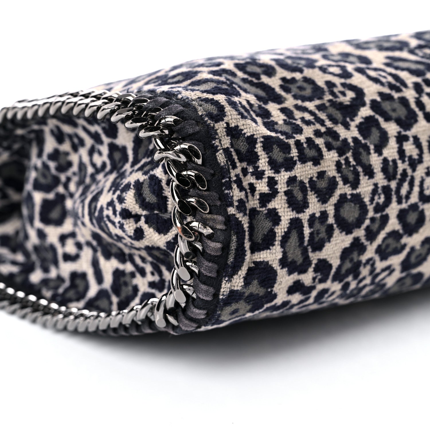 Stella McCartney Cotton Canvas Leopard Small Falabella Fold Over Tote Grey 8 of 13