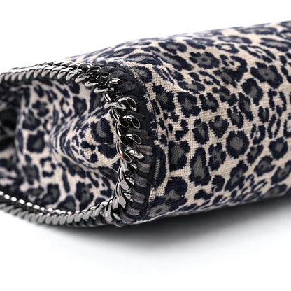 Stella McCartney Cotton Canvas Leopard Small Falabella Fold Over Tote Grey 8 of 13