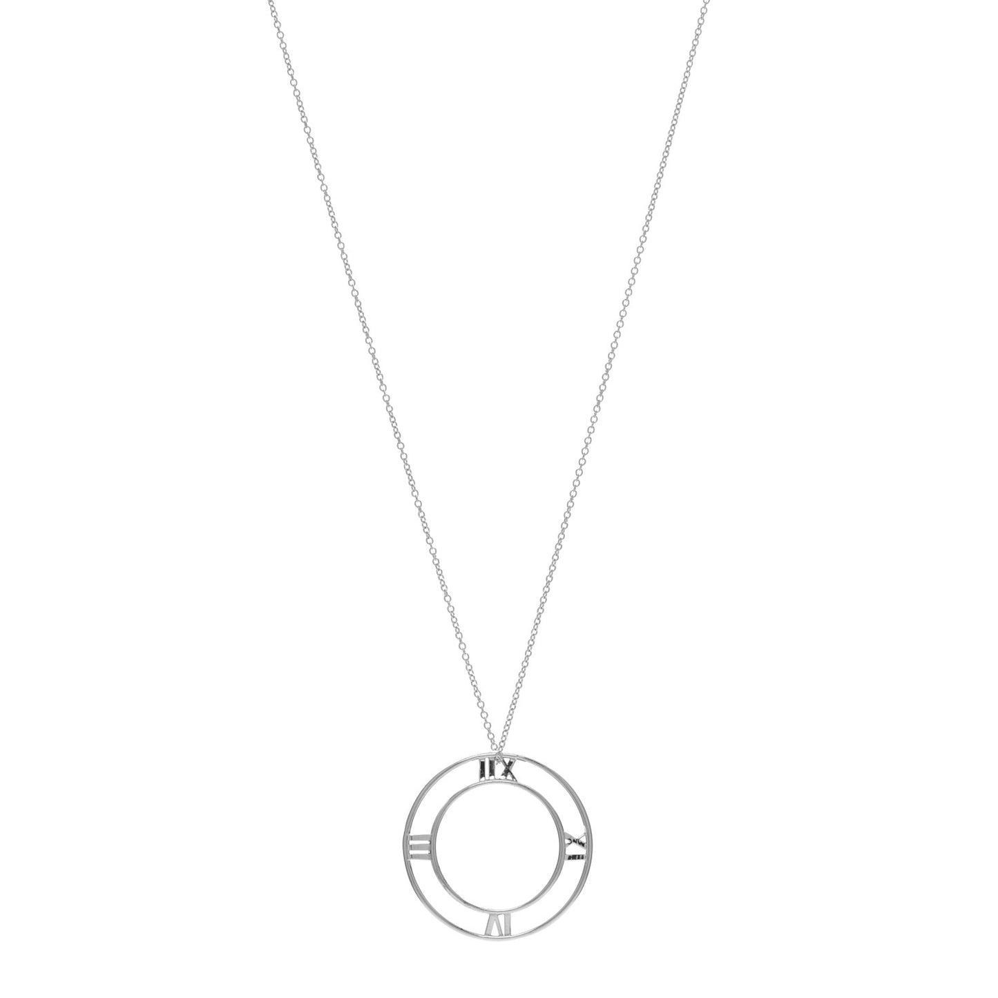 Sterling Silver Large Atlas Open Pendant Necklace
