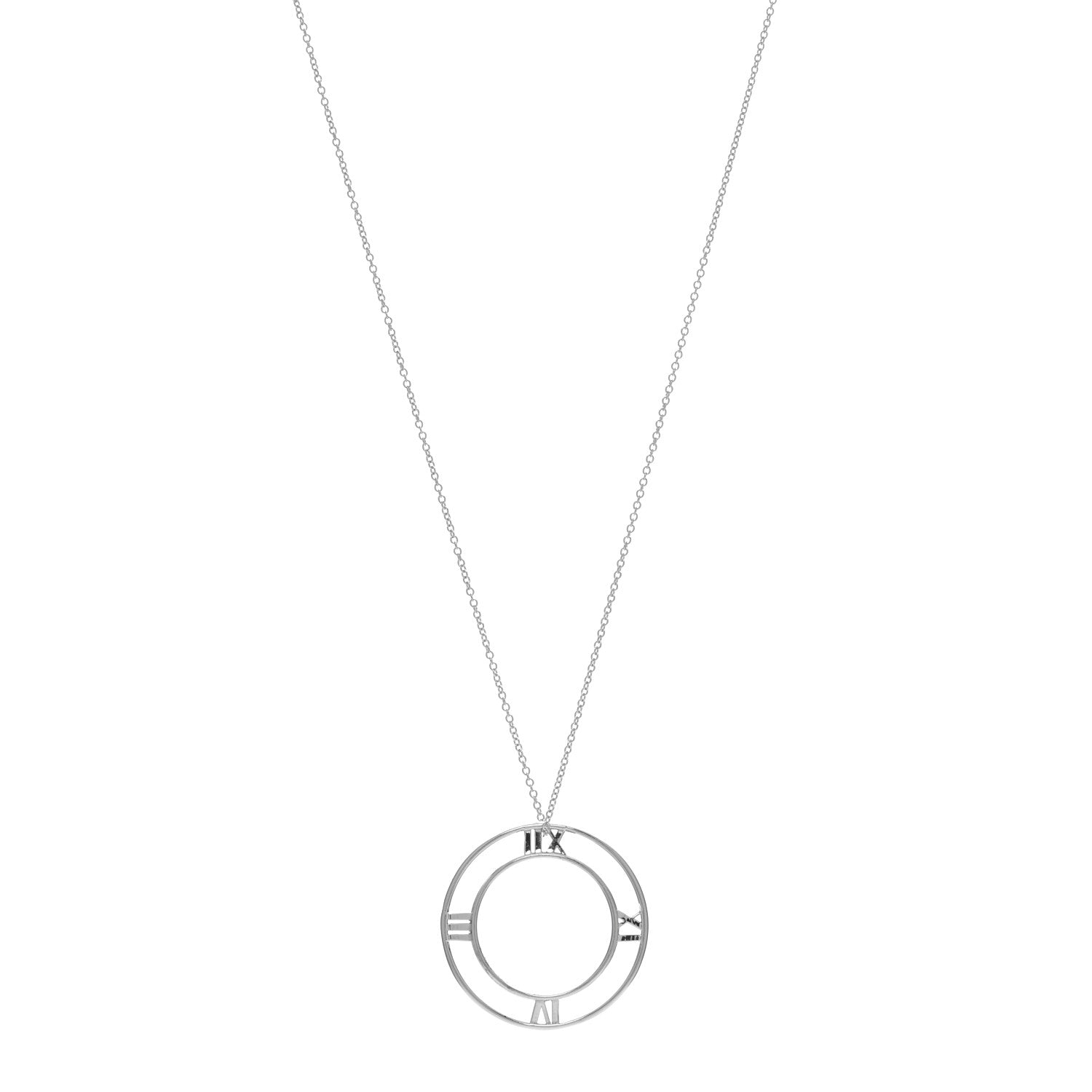Tiffany Sterling Silver Large Atlas Open Pendant Necklace 1 of 4