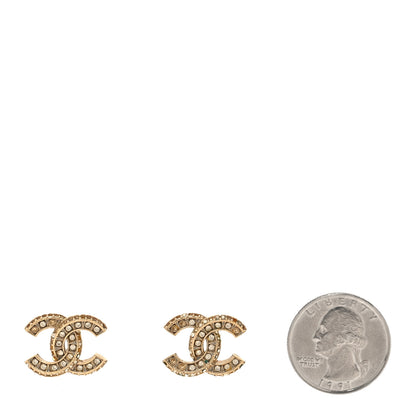 Chanel Crystal Timeless CC Earrings Light Gold 2 of 7