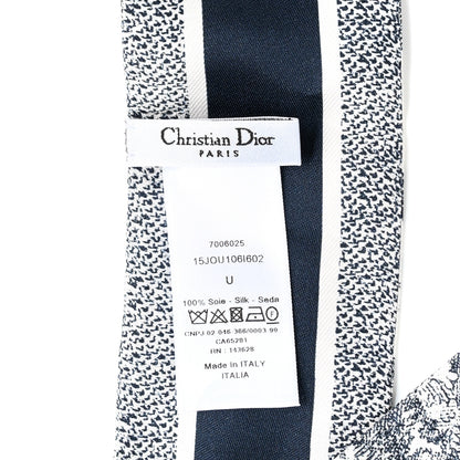 Christian Dior Silk Toile De Jouy Reverse Capri Mitzah Scarf Navy Blue 3 of 3