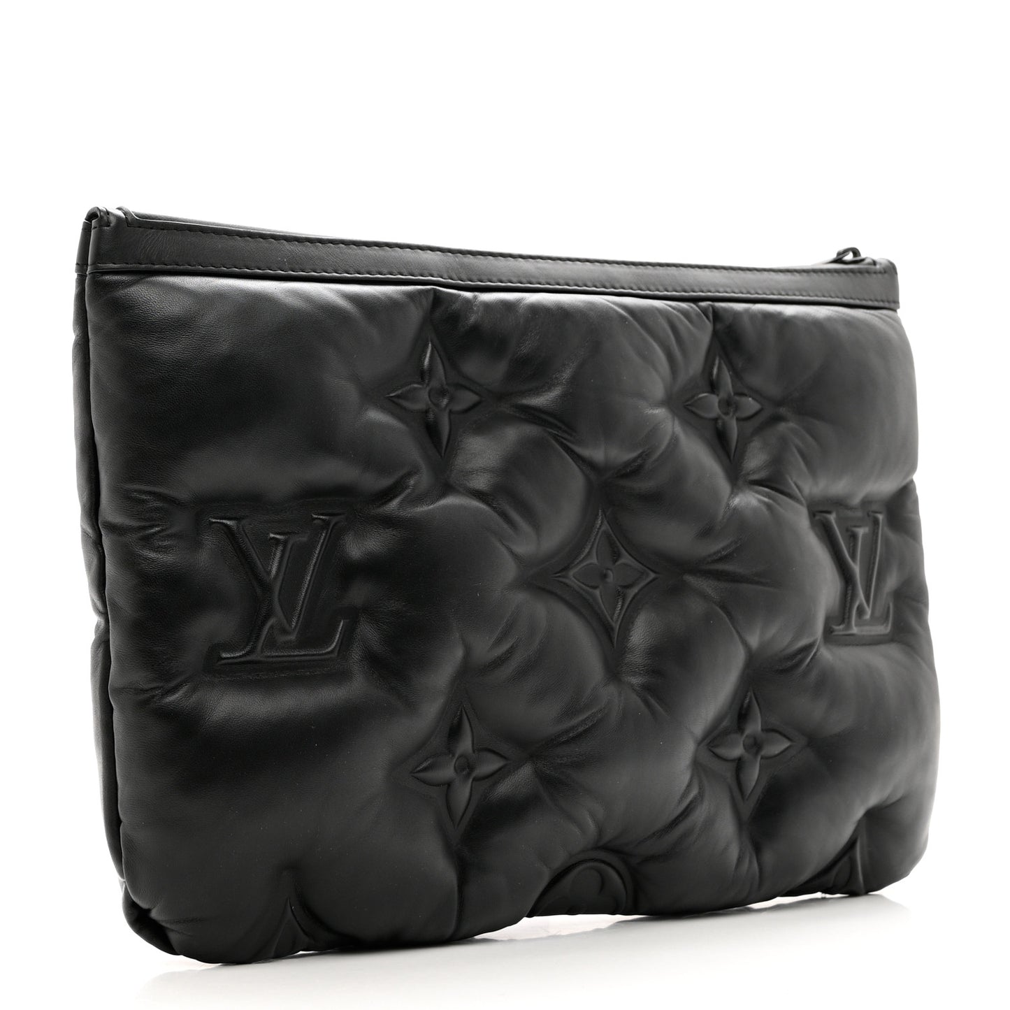 Lambskin Puffer A4 Pouch Black