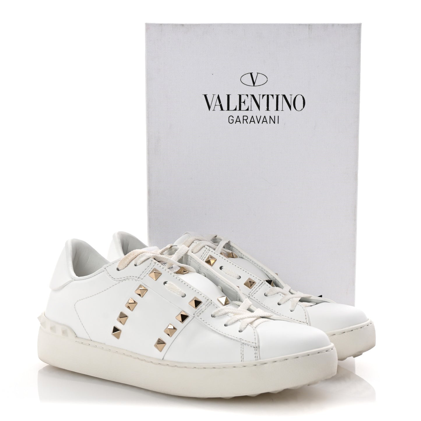 Calfskin Rockstud Untitled Open Sneakers 39 White