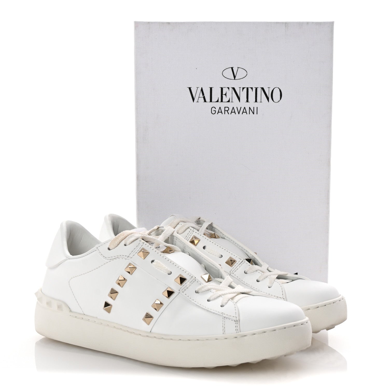 Valentino Garavani Calfskin Rockstud Untitled Open Sneakers 39 White 10 of 10