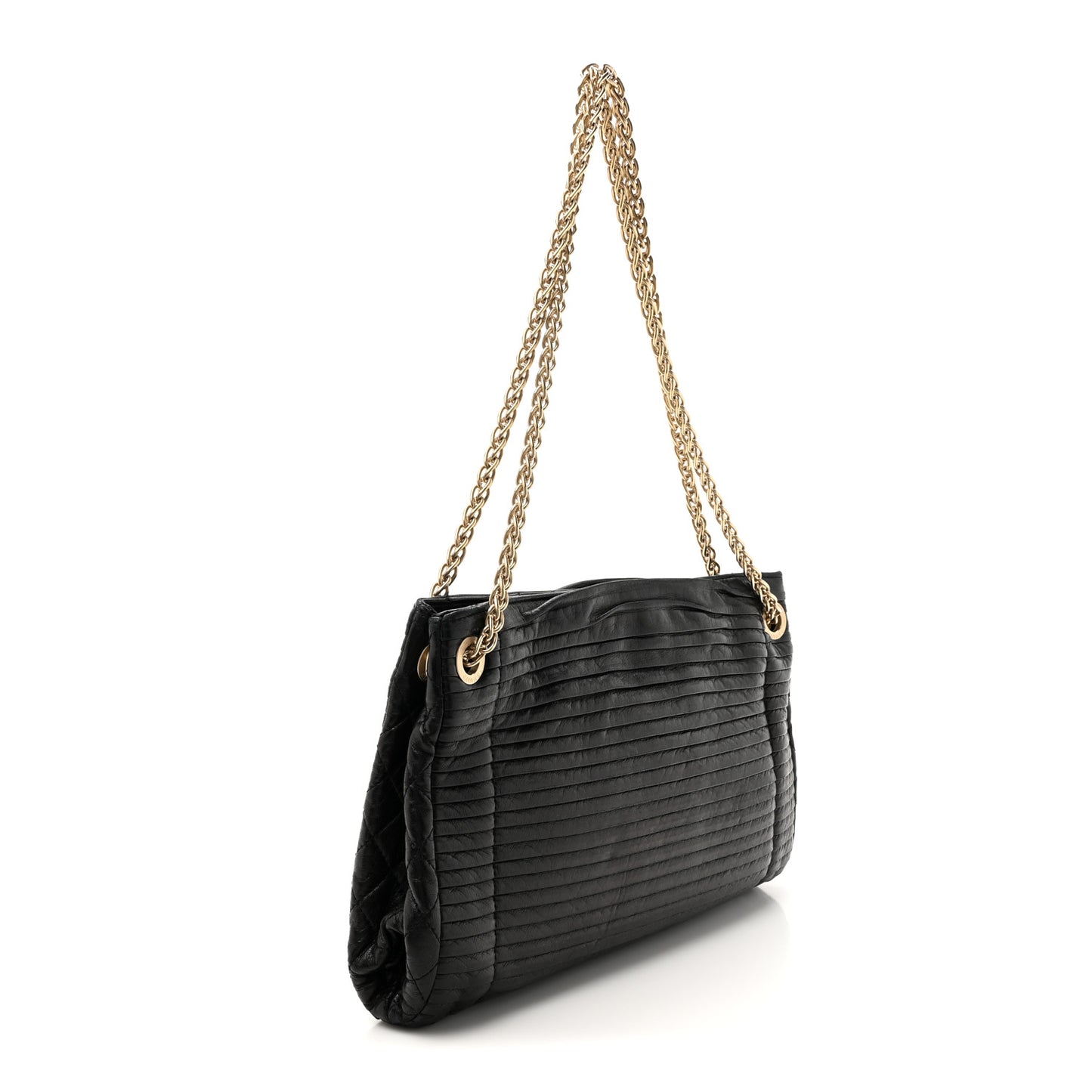 Lambskin Pleated Shoulder Bag Black
