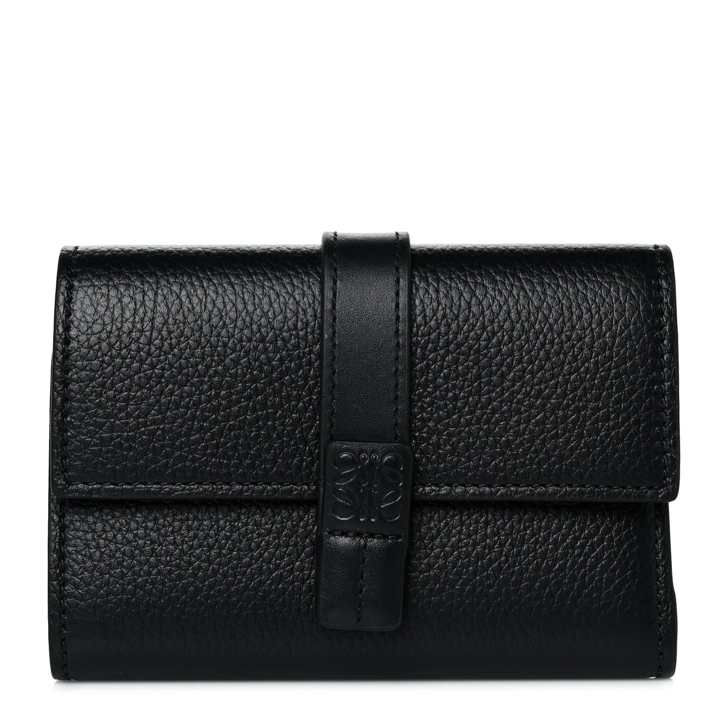 Grained Calfskin Small Vertical Wallet Black