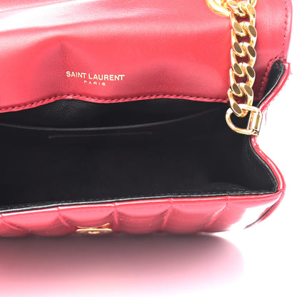 Saint Laurent Patent Matelasse Monogram Small Vicky Chain Bag Red 5 of 8
