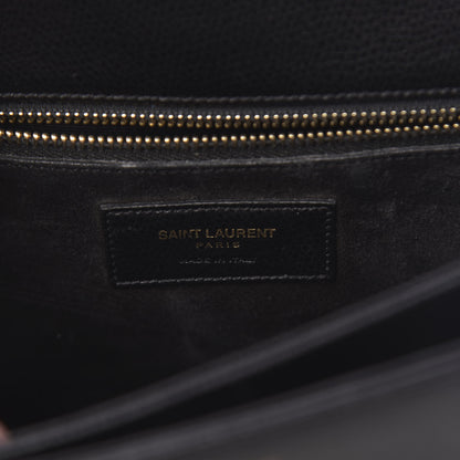 Saint Laurent Textured Calfskin Medium Classic Monogram Universite Bag Black 10 of 16