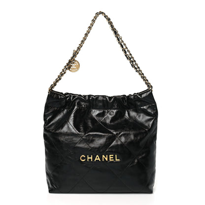 Chanel Shiny Calfskin Quilted Small Chanel 22 Black 1 of 10