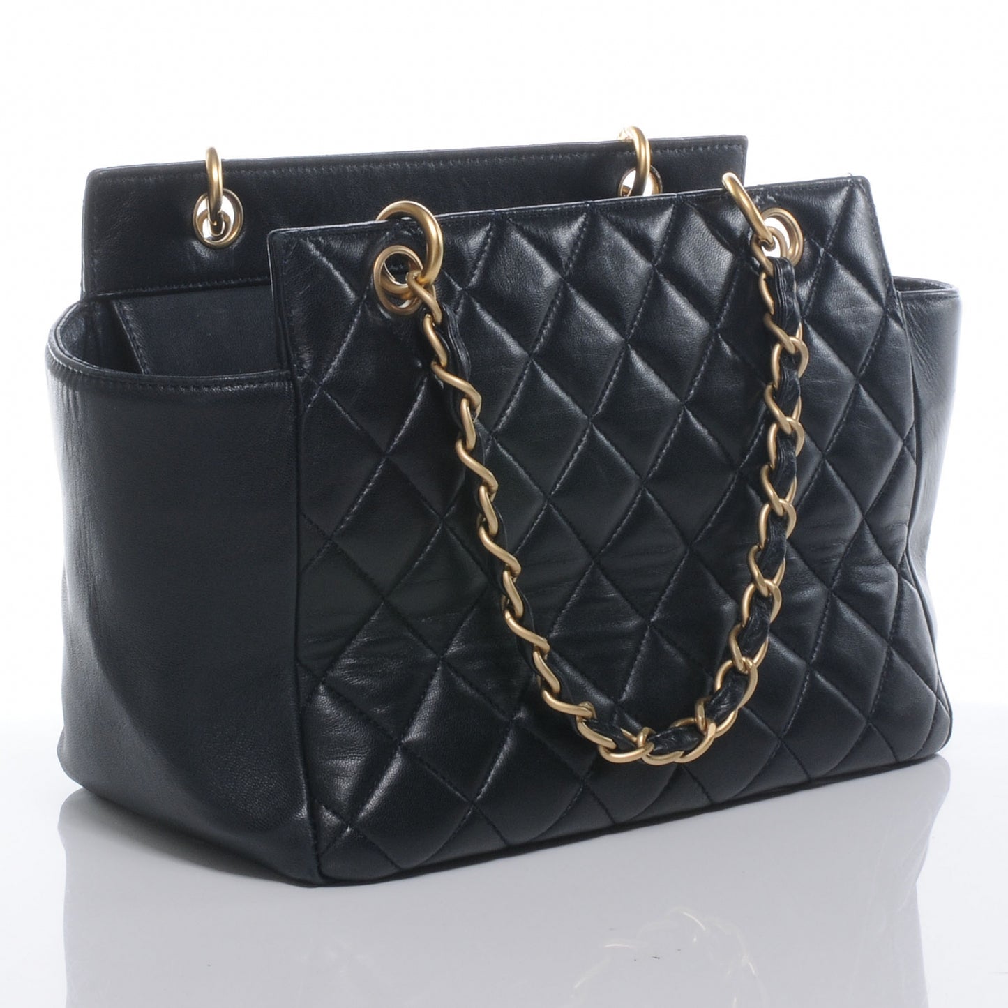 Lambskin Petit Timeless Shopping Tote PTT Navy Blue