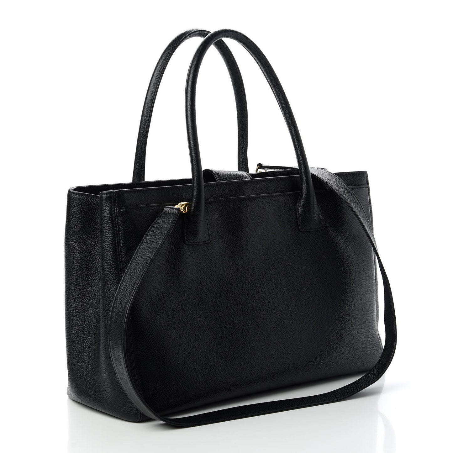 Calfskin Cerf Executive Shopper Tote Black