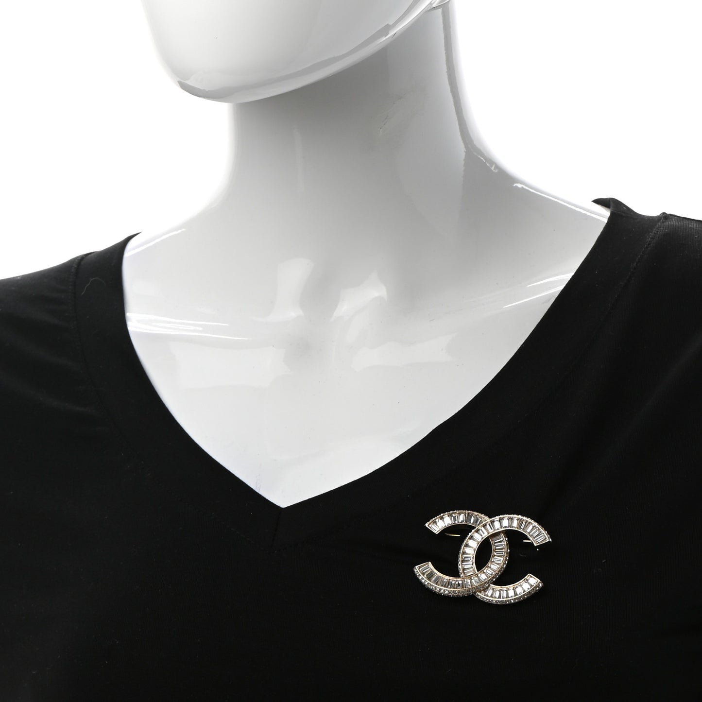 Baguette Crystal CC Brooch Gold
