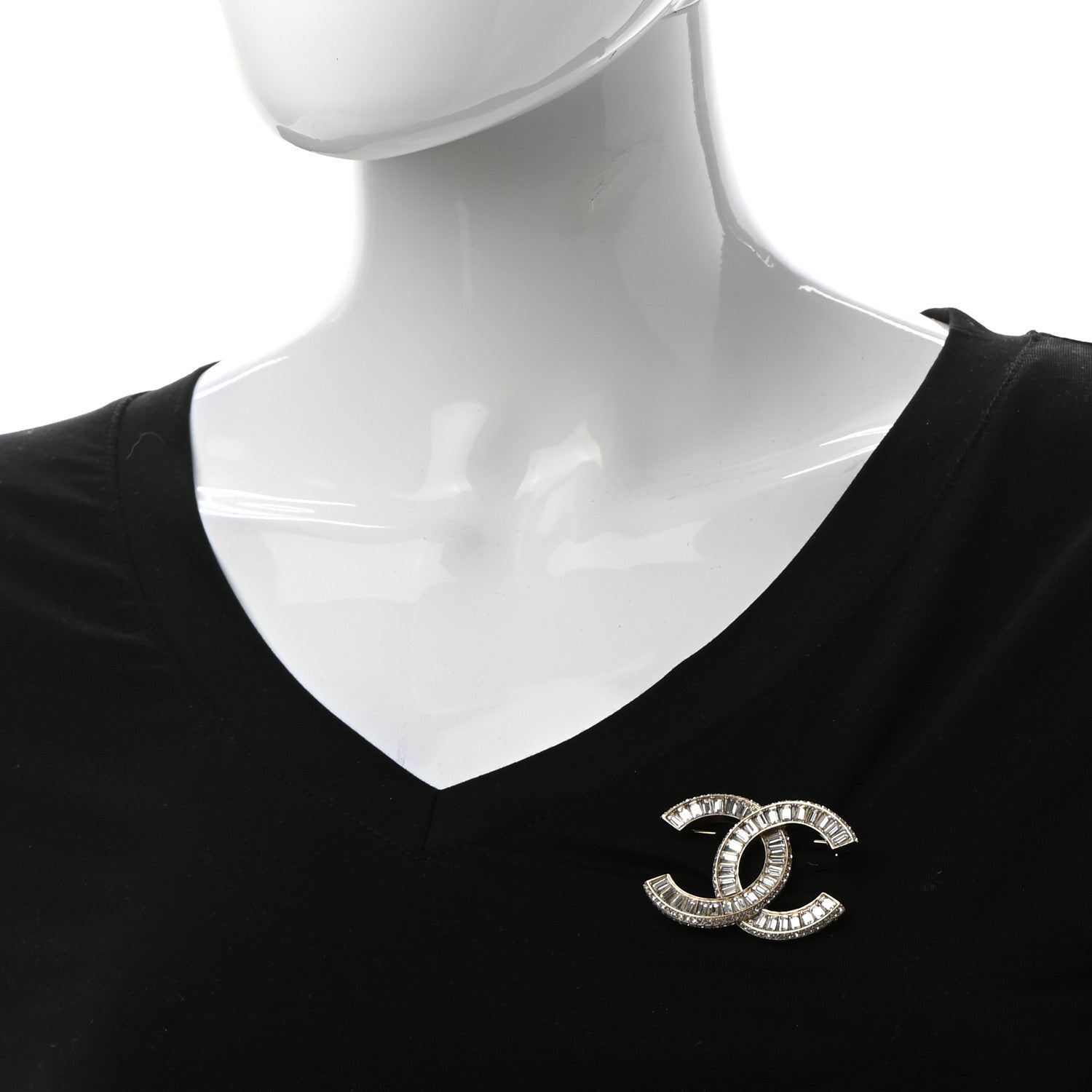Chanel Baguette Crystal CC Brooch Gold 2 of 5