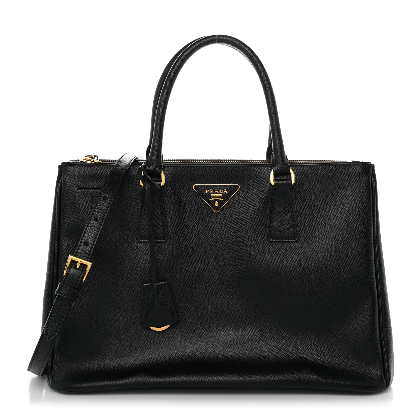 Saffiano Medium Galleria Double Zip Tote Black