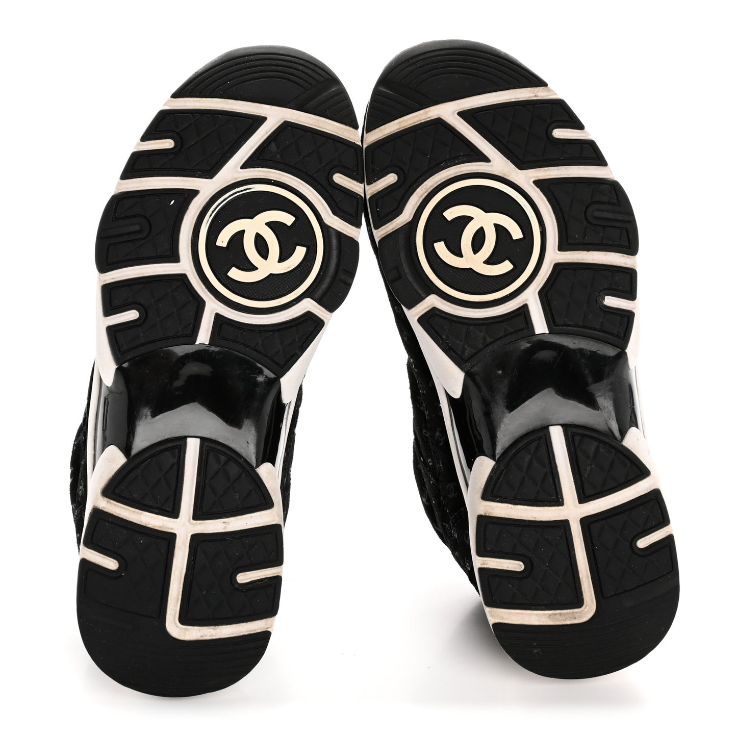 Suede Calfskin Printed CC Sneakers 35 Black