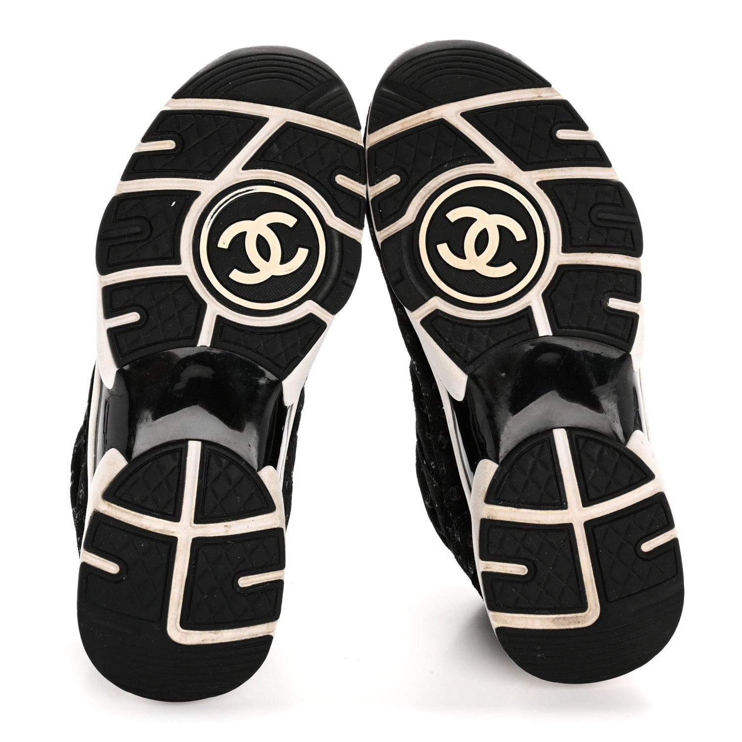 Chanel Suede Calfskin Printed CC Sneakers 35 Black 6 of 10