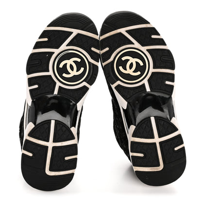 Chanel Suede Calfskin Printed CC Sneakers 35 Black 6 of 10
