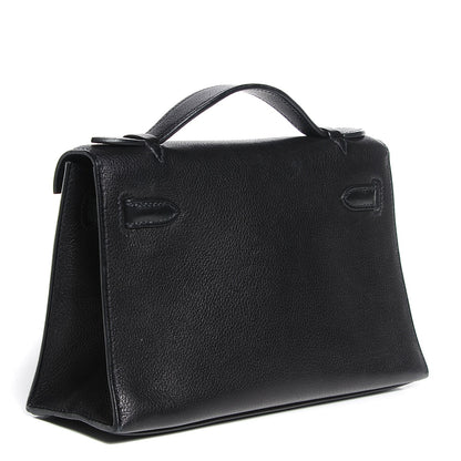 Hermes Chevre Mysore Kelly Pochette Clutch Black 3 of 21