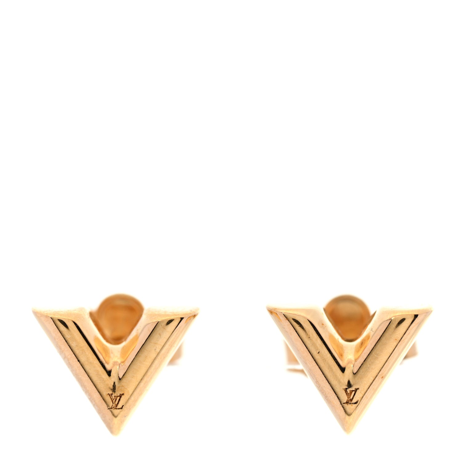 Louis Vuitton Brass Essential V Stud Earrings Gold 1 of 5