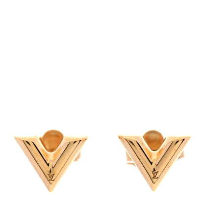 Louis Vuitton Brass Essential V Stud Earrings Gold 1 of 5