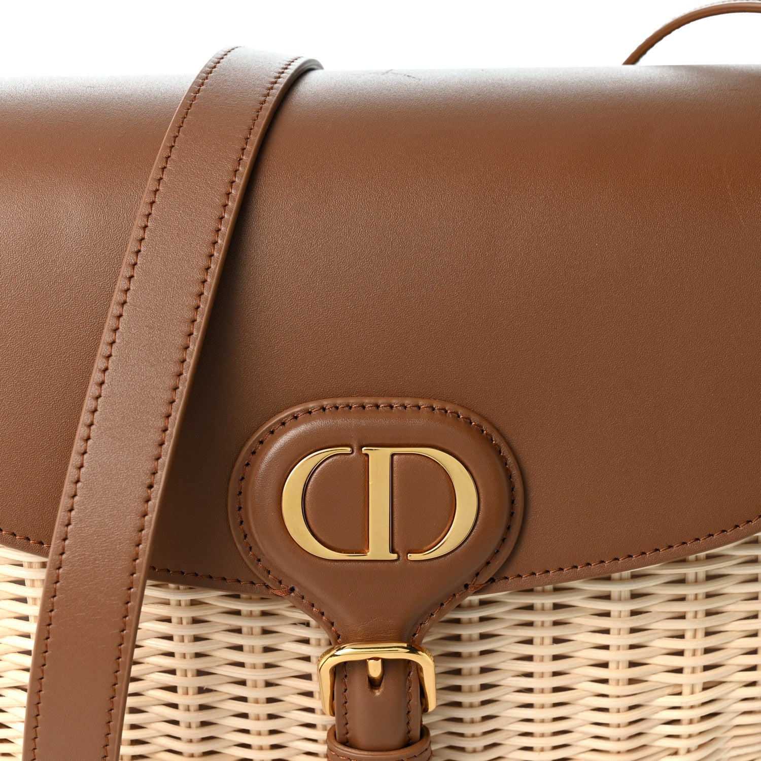 Christian Dior Wicker Calfskin Medium Bobby Flap Golden Saddle 7 of 9