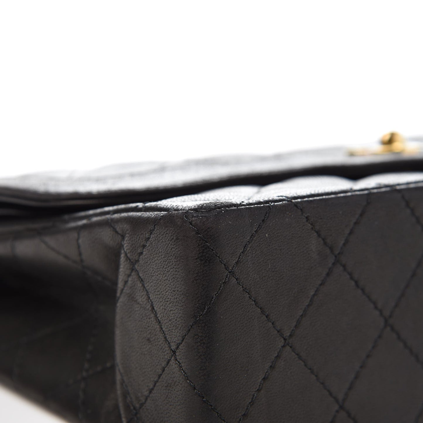 Lambskin Quilted Medium Double Flap Black