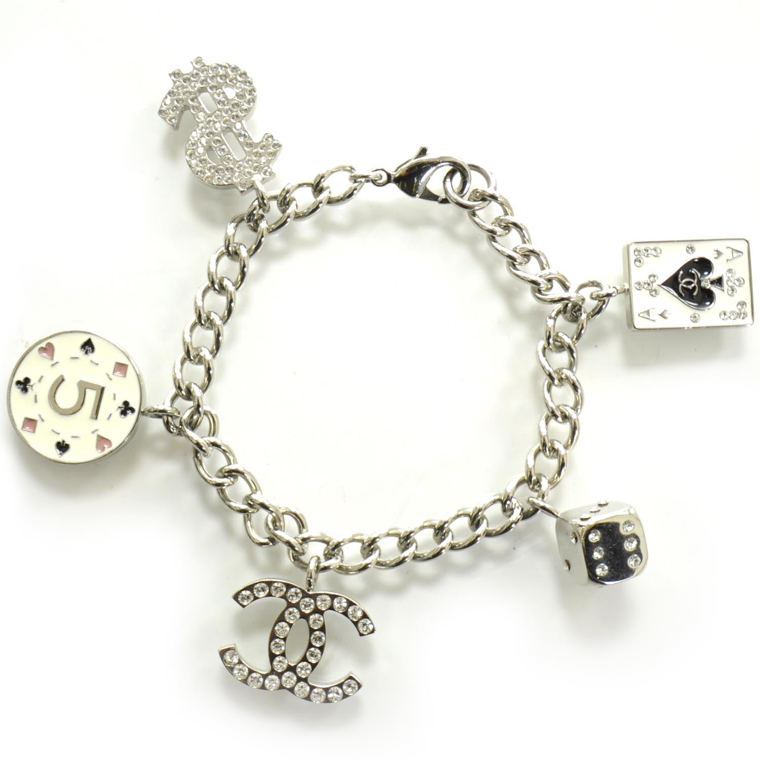 Chanel Metal Crystal Lucky Charm Bracelet Silver WYNN EXCLUSIVE 2 of 2