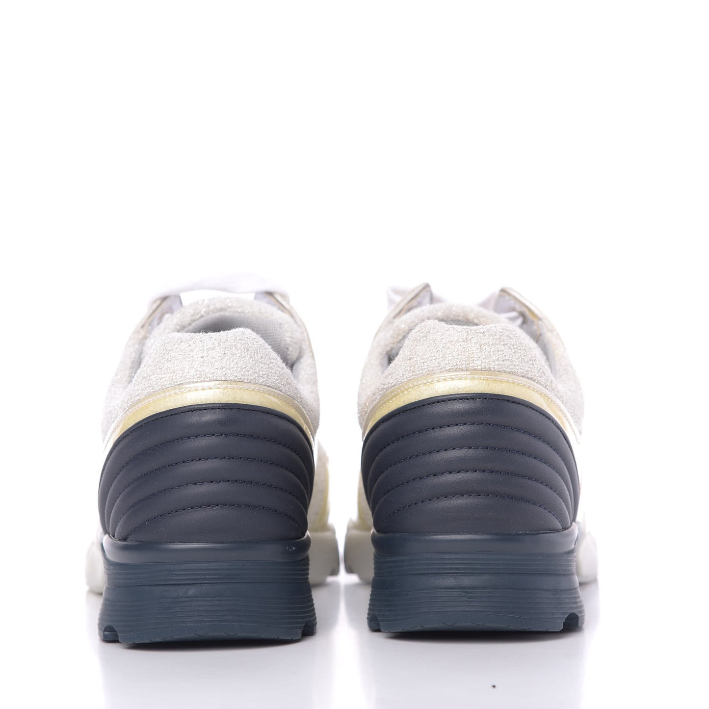 Iridescent Terry Cloth PVC Calfskin Sneakers 44 Silver