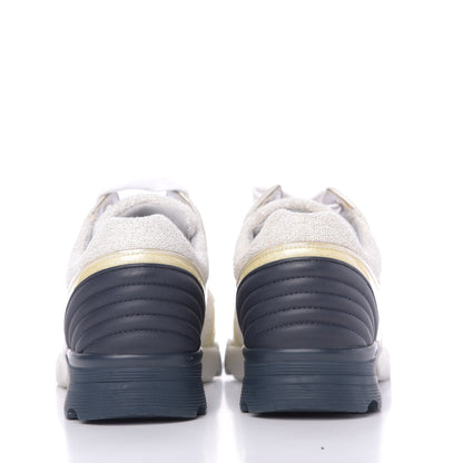 Chanel Iridescent Terry Cloth PVC Calfskin Sneakers 44 Silver 7 of 9