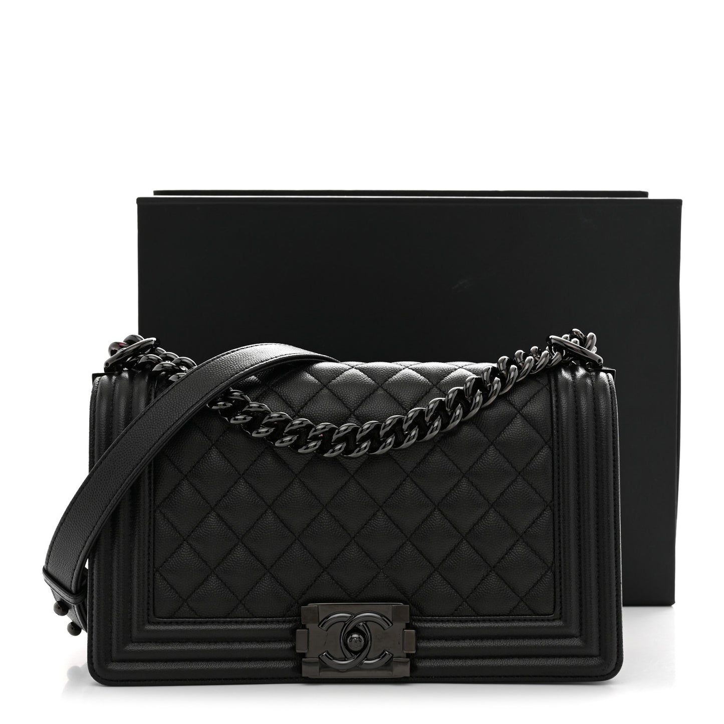Caviar Quilted Medium Boy Flap So Black