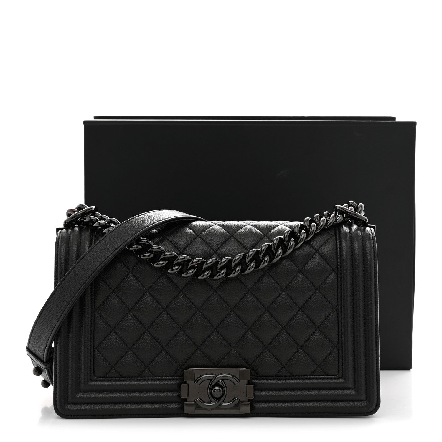 Chanel Caviar Quilted Medium Boy Flap So Black 11 of 11