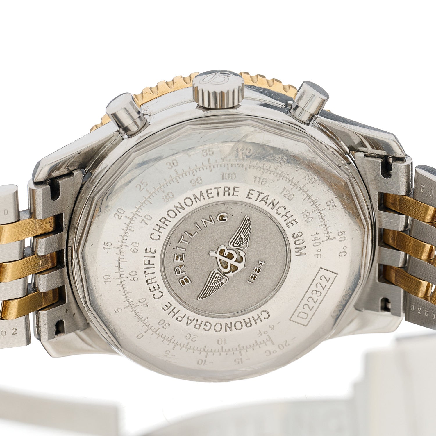 Breitling Stainless Steel 18K Yellow Gold 41mm Navitimer Cosmonaute Chronograph Automatic Watch Black D22322 4 of 4