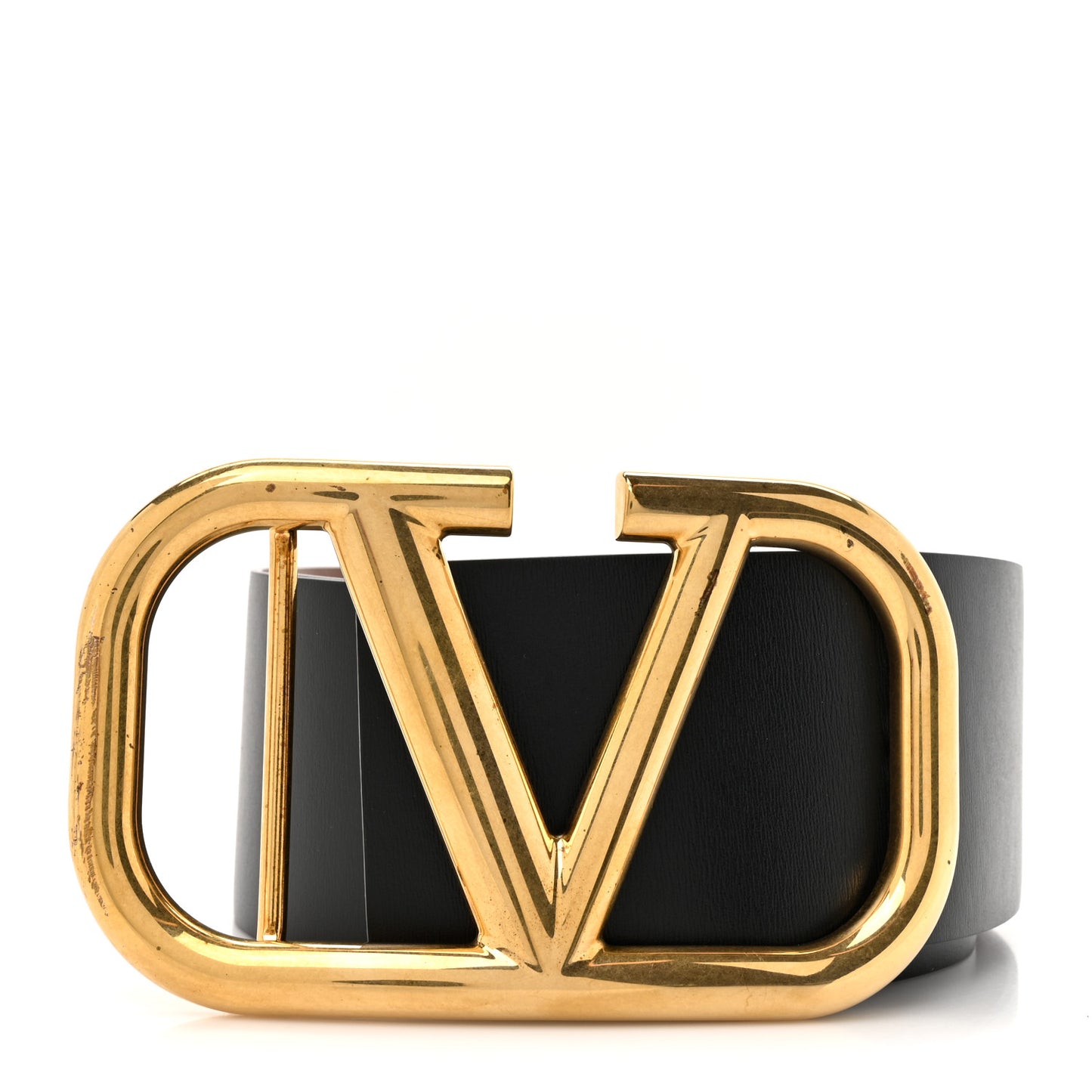 Glossy Calfskin VLogo Reversible 70mm Belt 95 38 Saddle Brown Black