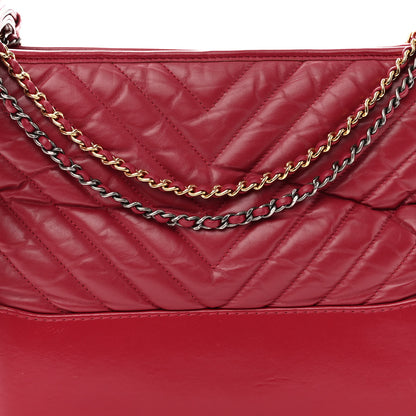 Chanel Aged Calfskin Chevron Quilted Medium Gabrielle Hobo Red 8 of 12