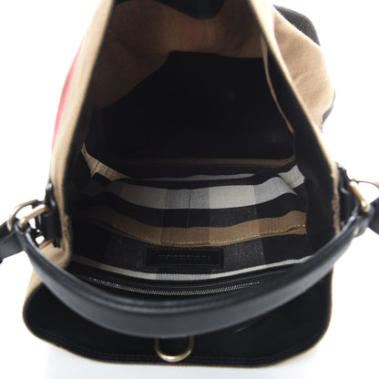 Burberry Canvas Mega Check Medium Ashby Hobo Black 7 of 14