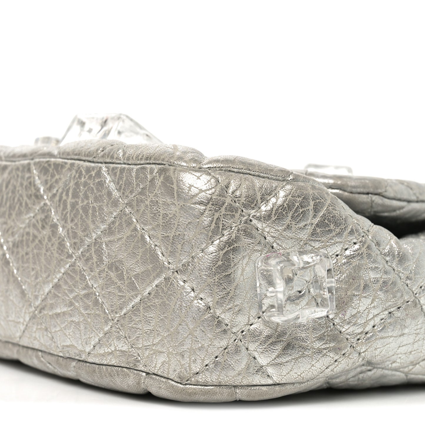 Calfskin Ice Cube On the Rocks Medium Flap Silver