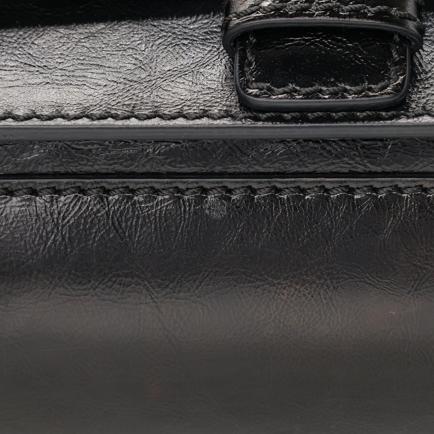 Valentino Garavani Craquele Calfskin Small Guitar Strap Rockstud Rolling Flap Pocket Shoulder Bag Black 11 of 11