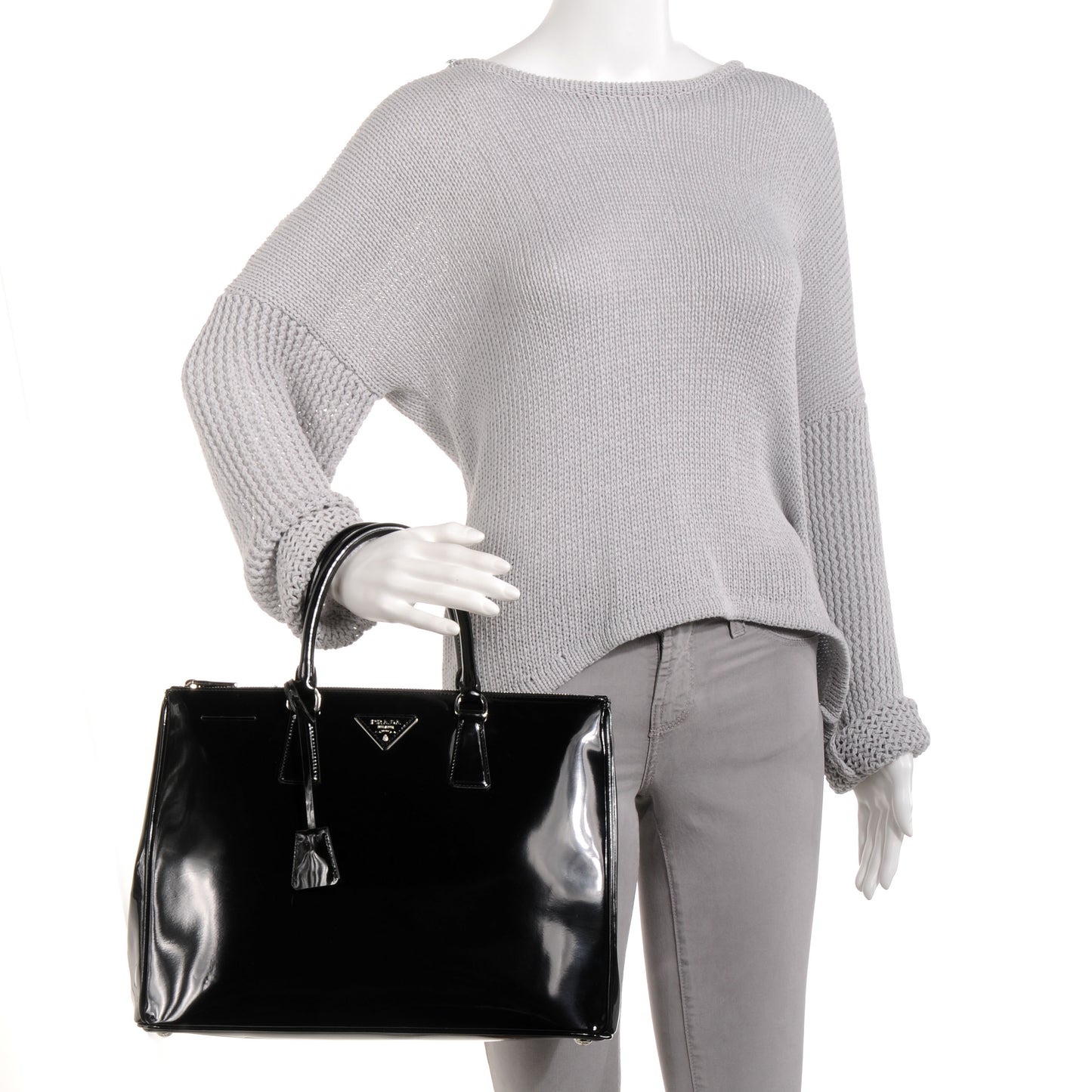 Spazzolato Double Zip Medium Tote Nero Black