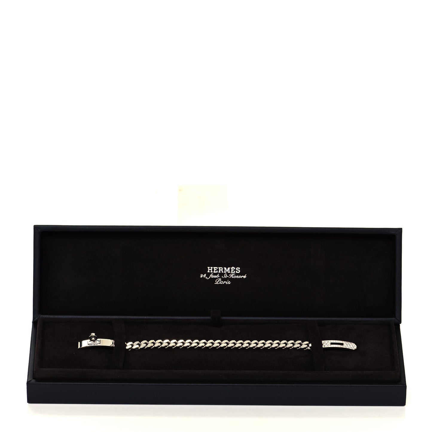 18K White Gold Diamond TPM Kelly Gourmette Bracelet SH