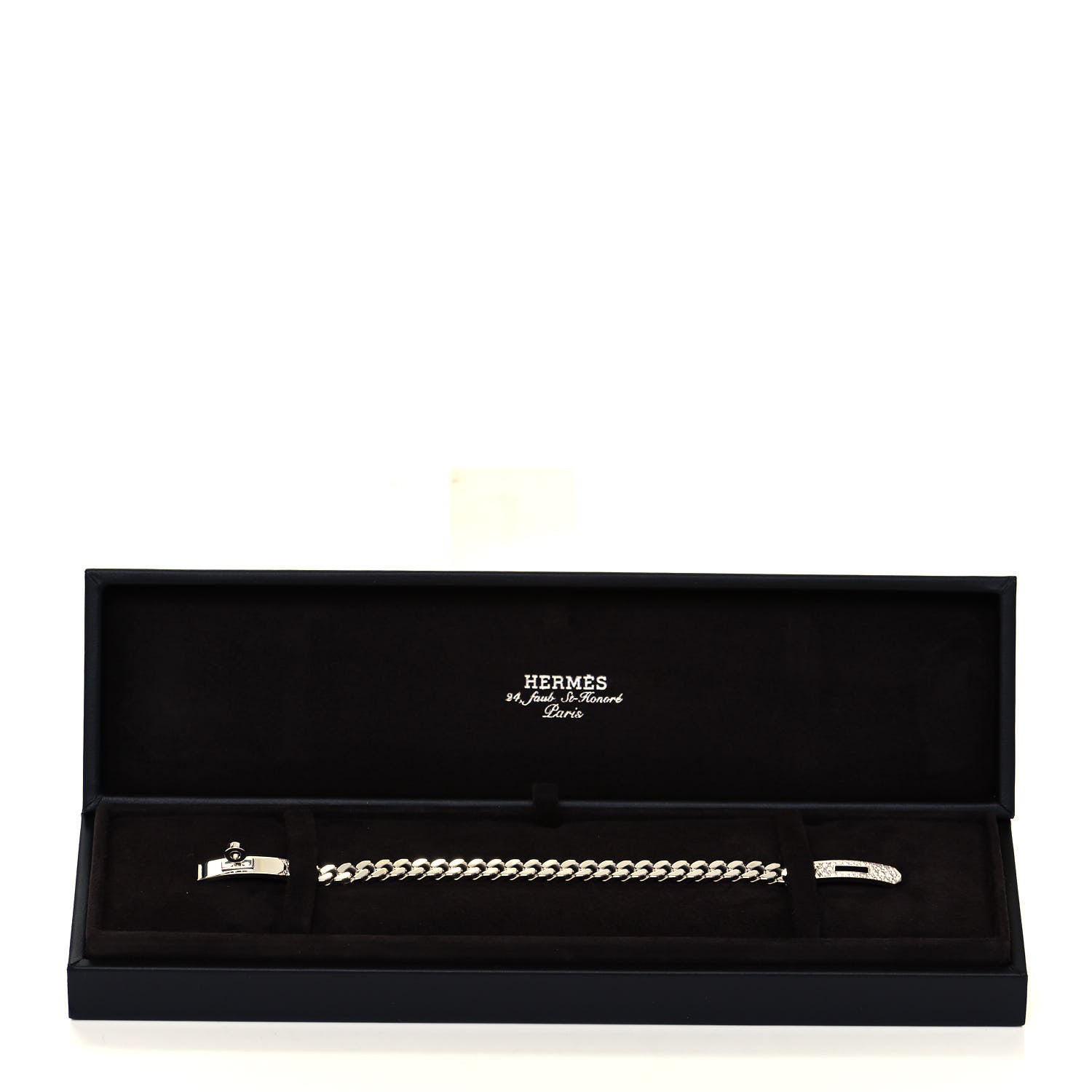 Hermes 18K White Gold Diamond TPM Kelly Gourmette Bracelet SH 5 of 5
