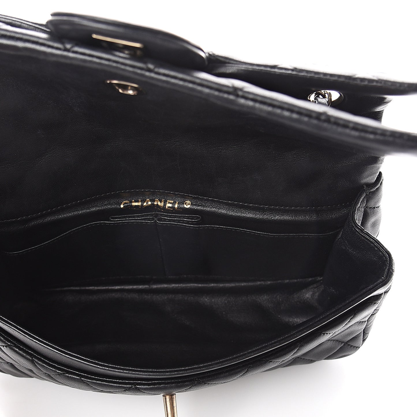 Lambskin Quilted Medium Double Flap Black