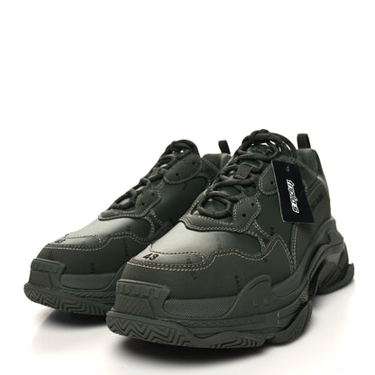Balenciaga Technical Fabric Allover Logo Mens Triple S Sneakers 43 Kaki Black 3 of 7