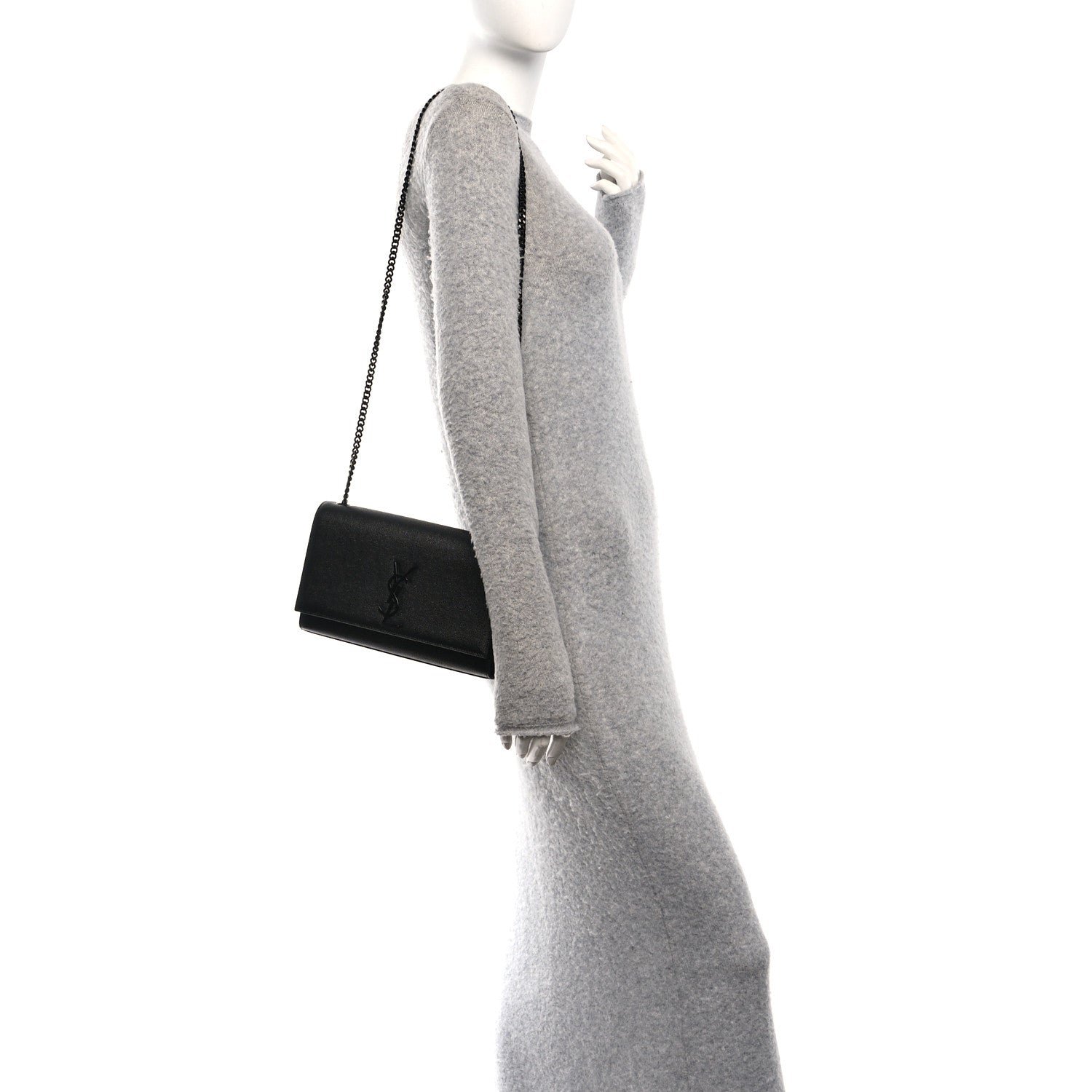 Saint Laurent Grain De Poudre Medium Classic Monogram Monochrome Kate Satchel Black 2 of 9